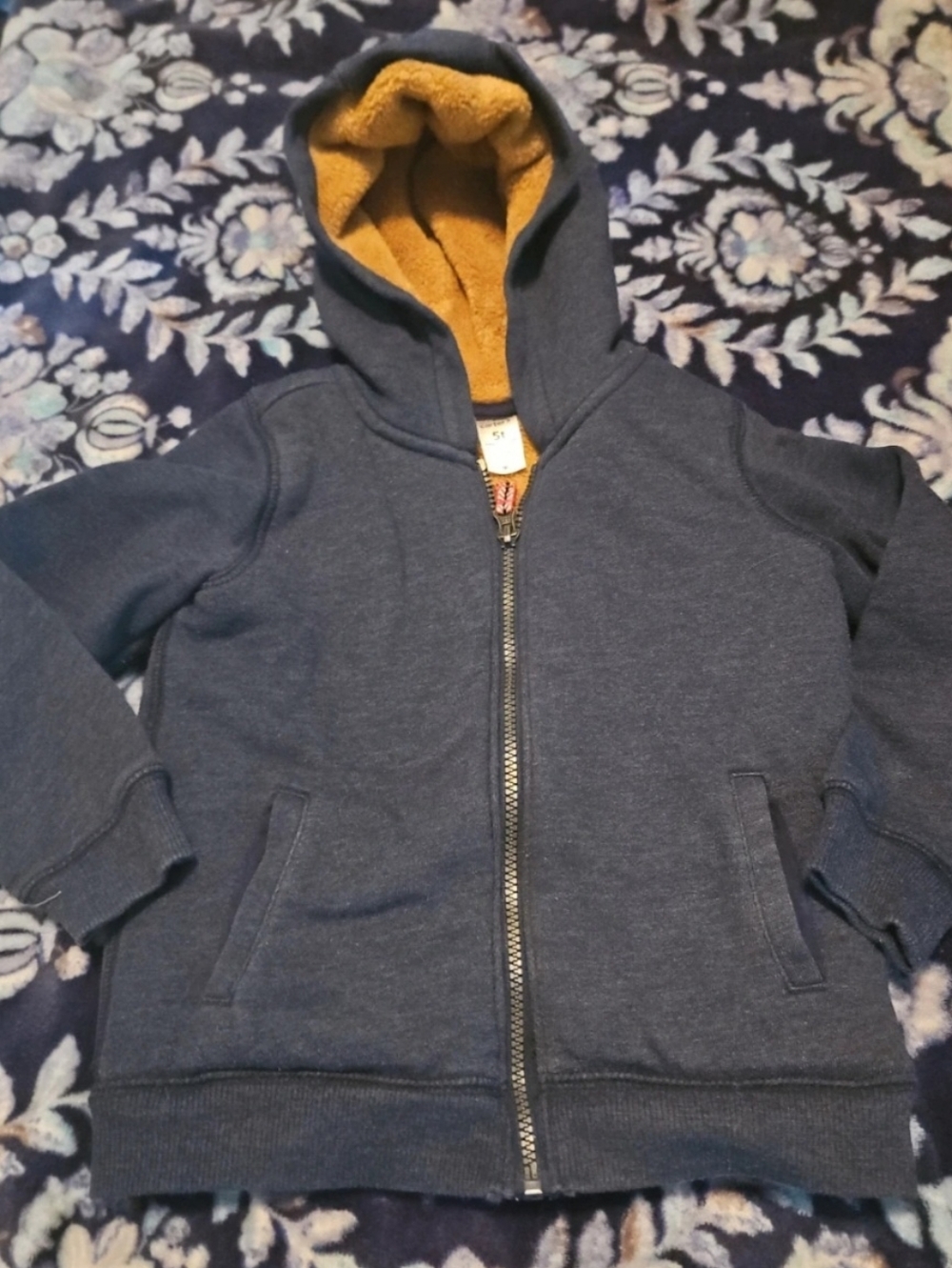 5/$15 Carter's Navy Zip Hoodie with Sherpa Hood